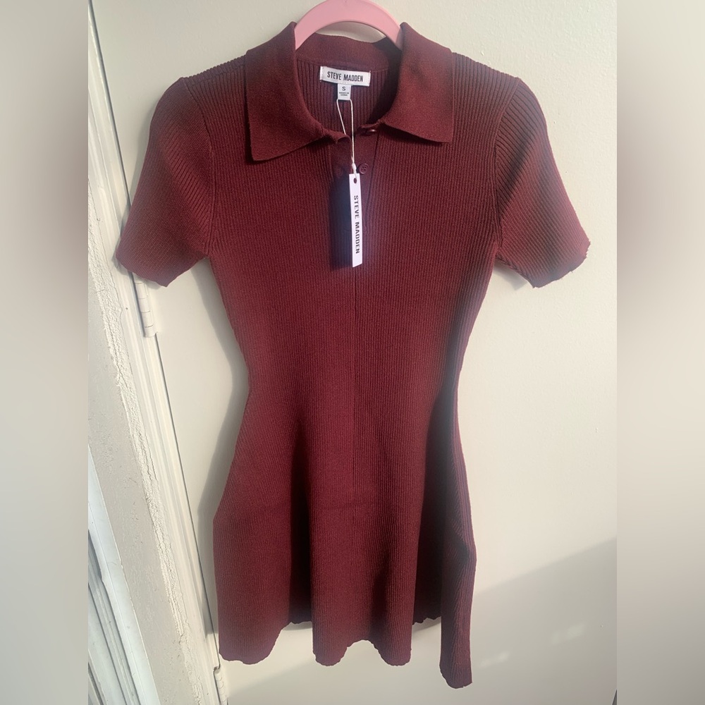 Steve Madden Burgundy Ribbed Knit Top. Size S. $75 OBO